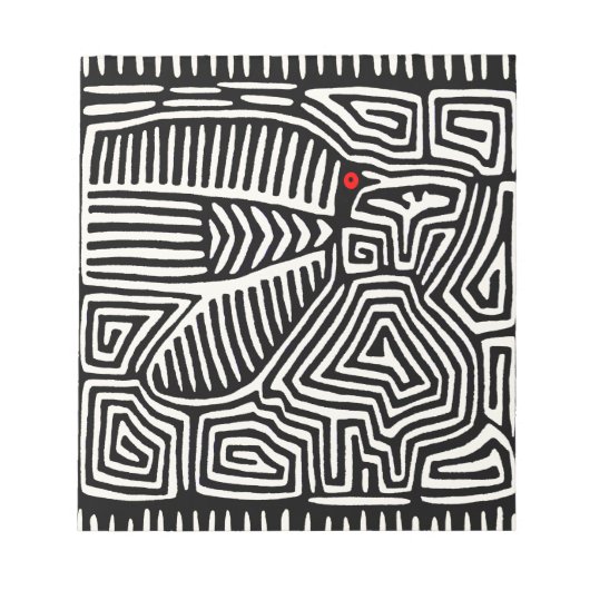 Panama Kuna Indian Mola Pajaro - Schwarz-weiß Notizblock (Vorderseite)