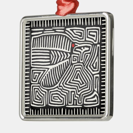 Panama Kuna Indian Mola Pajaro - Schwarz-weiß Ornament Aus Metall (Links)