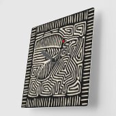 Panama Kuna Indian Mola Pajaro - Schwarz-weiß Quadratische Wanduhr (Winkel)