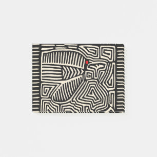 Panama Kuna Indian Mola Vogel - Schwarz Weiß Post-it Klebezettel