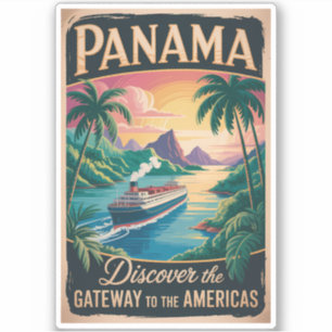 Panama-Landschaft-Illustration Reise Kunst Vintage Aufkleber