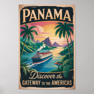 Panama Landschaft Illustration Reise Kunst Vintage Poster