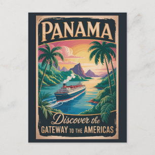 Panama-Landschaft-Illustration Reise Kunst Vintage Postkarte