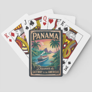Panama Landschaft Illustration Reise Kunst Vintage Spielkarten