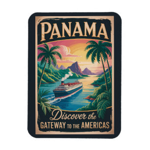 Panama-Landschaftsillustration Reise Kunst Vintage Magnet