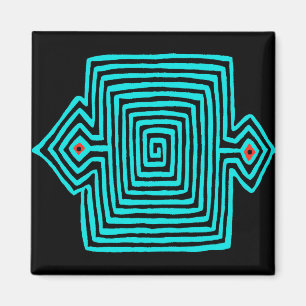 Panama Mola Landschildkröte - Blau Schwarz Magnet