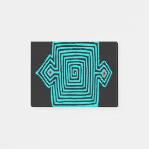 Panama Mola Landschildkröte - Blau Schwarz Post-it Klebezettel
