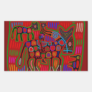 Panama Mola - Rette ein Pferd, reite einen Cowboy Rechteckiger Aufkleber