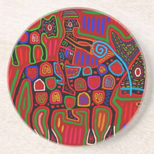 Panama Mola - Rettet einen Pferdeschlitten Getränkeuntersetzer