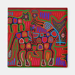 Panama Mola - Rettet einen Pferdeschlitten Magnet