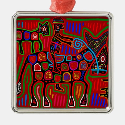 Panama Mola - Rettet einen Pferdeschlitten Ornament Aus Metall (Vorne)