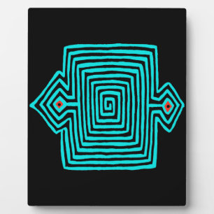 Panama-Mola-Schildkröte - Blau-Schwarz Fotoplatte