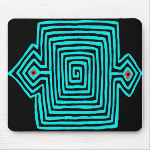 Panama-Mola-Schildkröte - Blau Schwarz Mousepad