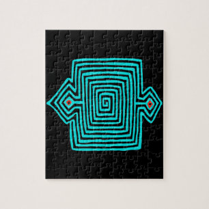 Panama-Mola-Schildkröte - Blau Schwarz Puzzle