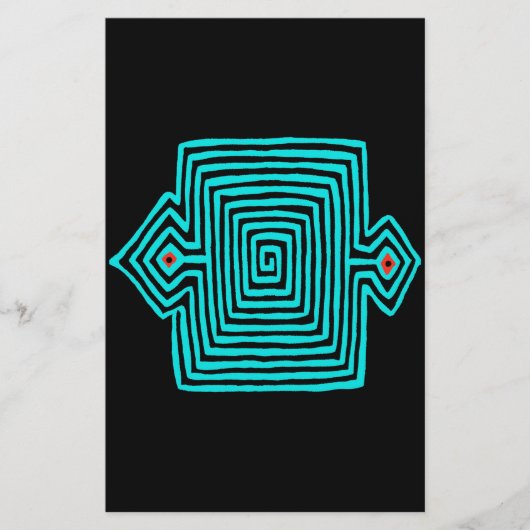 Panama Mola Tortoise - Blau Schwarz Briefpapier (Vorderseite)