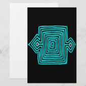 Panama Mola Tortoise - Blau Schwarz Briefpapier (Vorne/Hinten)