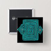 Panama Mola Tortoise - Blau Schwarz Button (Vorne & Hinten)