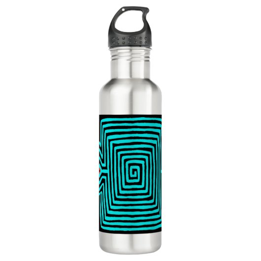 Panama Mola Tortoise - Blau Schwarz Edelstahlflasche (Vorderseite)