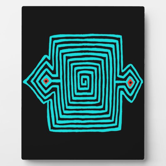 Panama Mola Tortoise - Blau Schwarz Fotoplatte (Vorderseite)