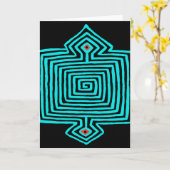 Panama Mola Tortoise - Blau Schwarz Karte (Gelbe Blume)