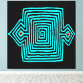 Panama Mola Tortoise - Blau Schwarz Leinwanddruck (Insitu (Holzboden))