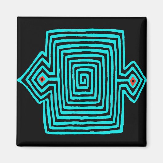 Panama Mola Tortoise - Blau Schwarz Magnet (Vorne)