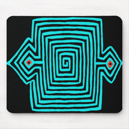 Panama Mola Tortoise - Blau Schwarz Mousepad (Vorne)