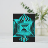 Panama Mola Tortoise - Blau Schwarz Postkarte (Stehend Vorderseite)