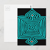 Panama Mola Tortoise - Blau Schwarz Postkarte (Vorne/Hinten)
