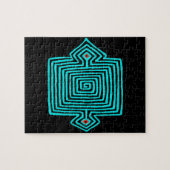 Panama Mola Tortoise - Blau Schwarz Puzzle (Horizontal)