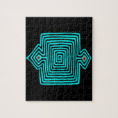 Panama Mola Tortoise - Blau Schwarz Puzzle (Vertikal)