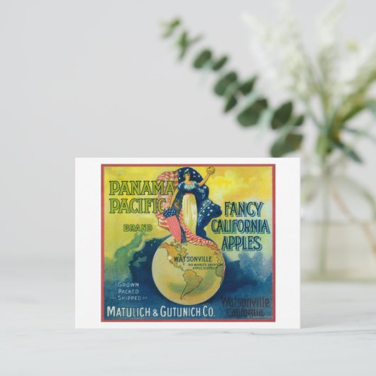 Panama Pacific Apple Crate Label Postkarte (Stehend Vorderseite)