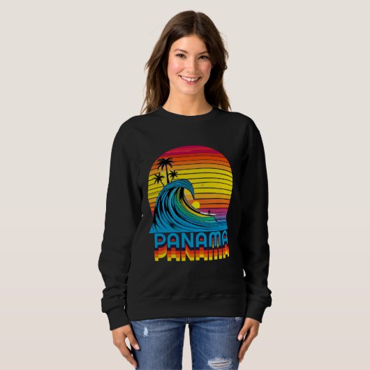 Panama Retro Throwback Surf & Beach Souvenir Sweatshirt (Vorne ganz)