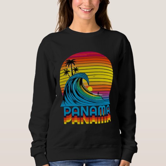 Panama Retro Throwback Surf & Beach Souvenir Sweatshirt (Vorderseite)
