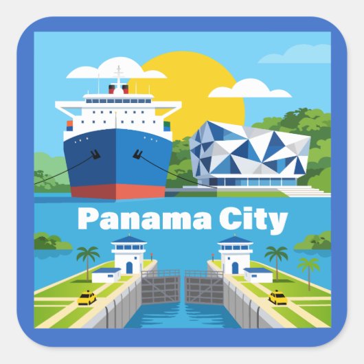 Panama-Stadt Panama Quadratischer Aufkleber (Vorderseite)