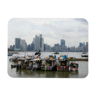 Panama-Stadt Skyline mit Fischerbooten Magnet