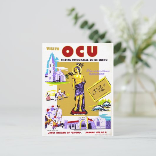 Panama Vintage Travel Poster neu Postkarte (Stehend Vorderseite)