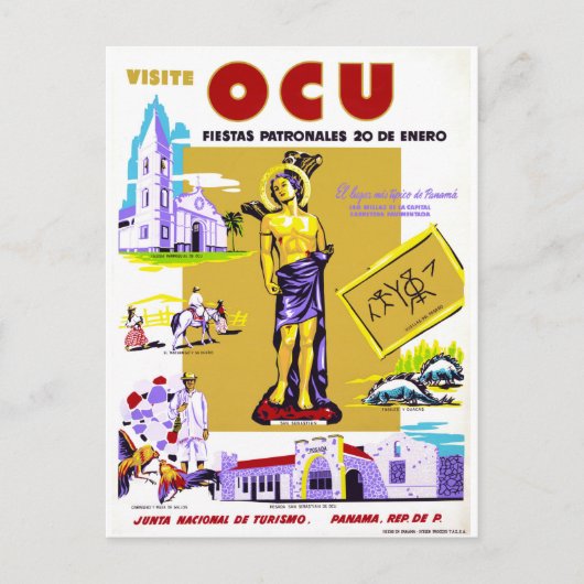 Panama Vintage Travel Poster neu Postkarte (Vorderseite)