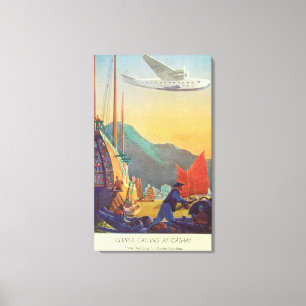 Panamerikanischer Clipper, der über die China flie Leinwanddruck