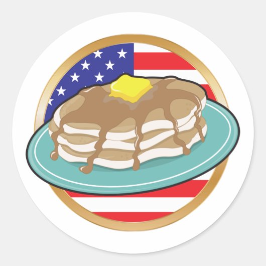 Pancake American Flag Runder Aufkleber (Vorderseite)