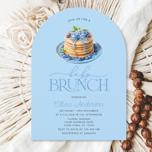 Pancake Baby Brunch Blueberry Babydusche Einladung