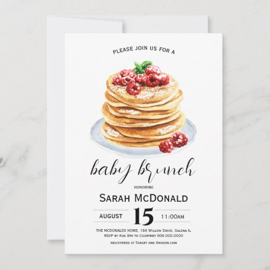Pancake Baby Brunch Einladung (Vorderseite)