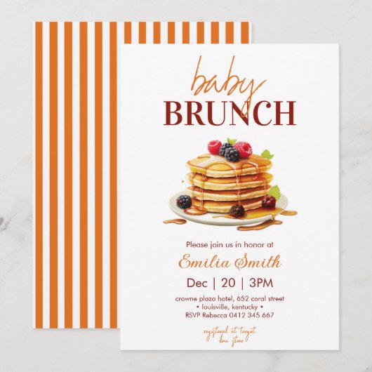 Pancake Baby Dusche Einladung (Vorne/Hinten)