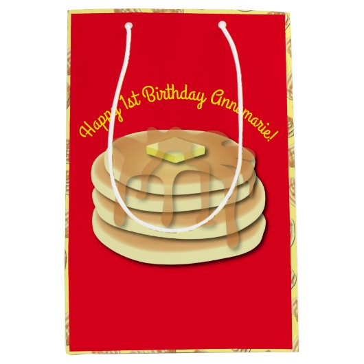 Pancake Birthday Party Flapjack Niedliche Kinder Mittlere Geschenktüte (Vorderseite)