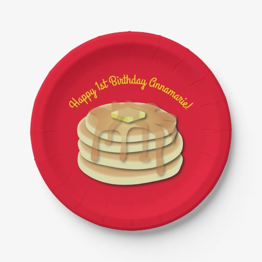 Pancake Birthday Party Flapjack Niedliche Kinder Pappteller (Vorderseite)