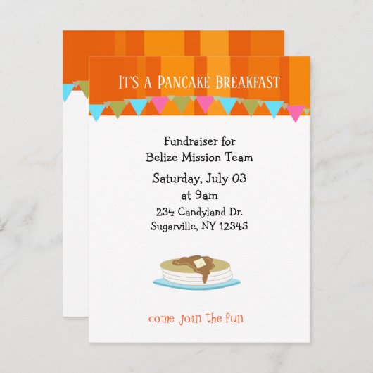 Pancake Breakfast Fundraiser Einladung (Vorne/Hinten)