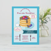 Pancake Breakfast Fundraising Einladung (Stehend Vorderseite)