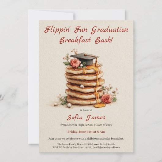 Pancake Brunch Graduation Celebration Invitation Einladung (Vorderseite)
