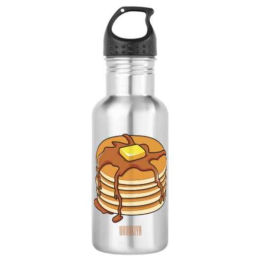 Pancake Cartoon Edelstahlflasche (Vorderseite)