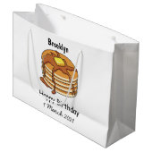 Pancake Cartoon Große Geschenktüte (Vorderseite Schrägansicht)